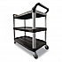 Xtra Utility Cart with Open Sides, Plastic, 3 Shelves, 300 lb Capacity, 40.63