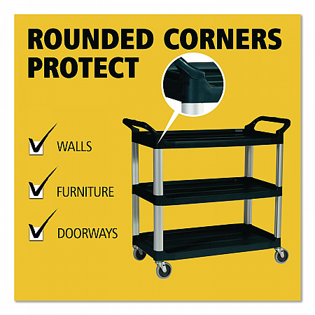 Xtra Utility Cart with Open Sides, Plastic, 3 Shelves, 300 lb Capacity, 40.63
