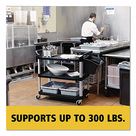 Xtra Utility Cart with Open Sides, Plastic, 3 Shelves, 300 lb Capacity, 40.63