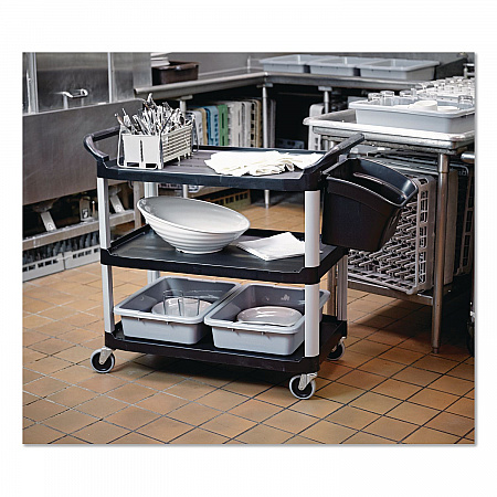 Xtra Utility Cart with Open Sides, Plastic, 3 Shelves, 300 lb Capacity, 40.63