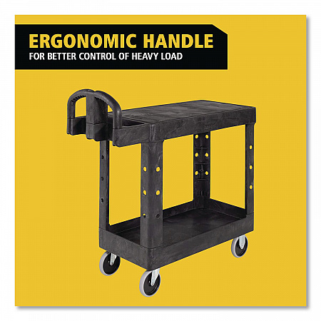 Flat Shelf Utility Cart, Plastic, 2 Shelves, 500 lb Capacity, 19.19