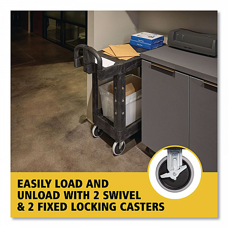 Flat Shelf Utility Cart, Plastic, 2 Shelves, 500 lb Capacity, 19.19