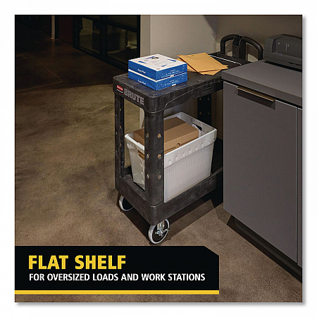 Flat Shelf Utility Cart, Plastic, 2 Shelves, 500 lb Capacity, 19.19