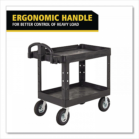 BRUTE Heavy-Duty Utility Cart with Lipped Shelves, Plastic, 2 Shelves, 500 lb Capacity, 25.88