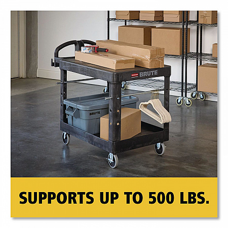 Flat Shelf Utility Cart, Plastic, 2 Shelves, 500 lb Capacity, 25.25