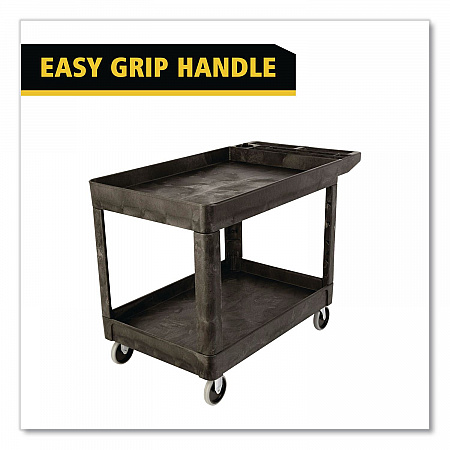 Heavy-Duty Utility Cart with Lipped Shelves, Plastic, 2 Shelves, 500 lb Capacity, 25.78