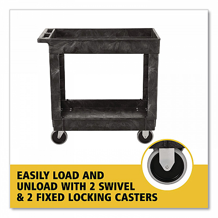 Heavy-Duty Utility Cart with Lipped Shelves, Plastic, 2 Shelves, 500 lb Capacity, 25.78