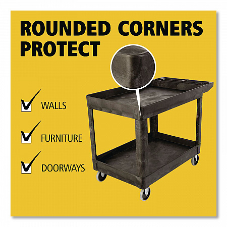 Heavy-Duty Utility Cart with Lipped Shelves, Plastic, 2 Shelves, 500 lb Capacity, 25.78