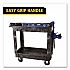 Heavy-Duty Flat-Handle Maintenance/Utility Cart, Plastic, 2 Shelves, 500 lb Capacity, 34.13