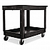 Heavy-Duty Flat-Handle Maintenance/Utility Cart, Plastic, 2 Shelves, 500 lb Capacity, 24