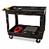 Heavy-Duty Flat-Handle Maintenance/Utility Cart, Plastic, 2 Shelves, 500 lb Capacity, 24