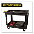 Heavy-Duty Flat-Handle Maintenance/Utility Cart, Plastic, 2 Shelves, 500 lb Capacity, 24