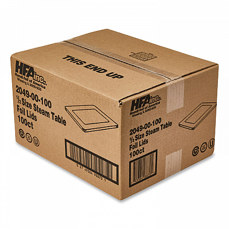 Steam Pan Foil Lids, Fits Half-Size Pan, 25 Gauge, 12.81 x 10.44, 100/Carton (204900)