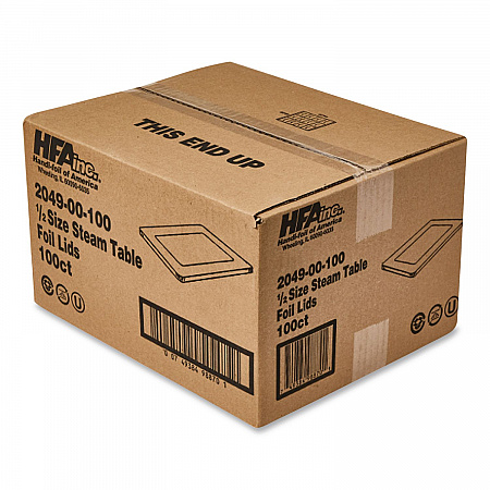 Steam Pan Foil Lids, Fits Half-Size Pan, 30 Gauge, 12.27 x 10.44, 100/Carton (204930)