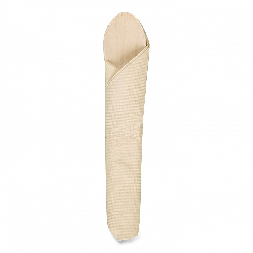 Pre-Rolled Caterwrap Kraft Napkins with Wood Cutlery, Fork/Knife/Napkin/Spoon, Plastic, Brown, 100/Carton (120030)