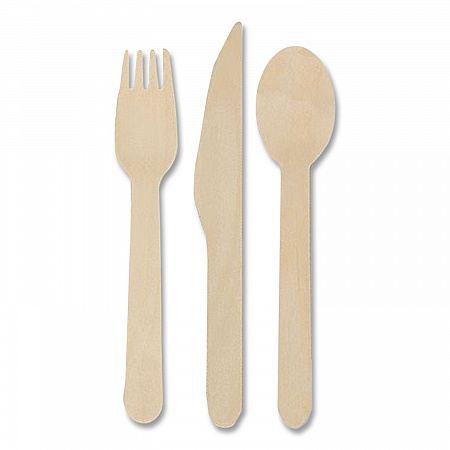 Pre-Rolled Caterwrap Kraft Napkins with Wood Cutlery, Fork/Knife/Napkin/Spoon, Plastic, Brown, 100/Carton (120030)