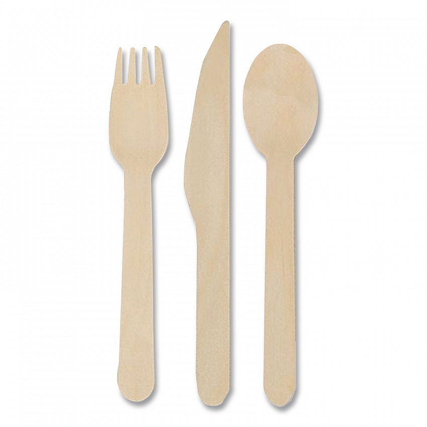Pre-Rolled Caterwrap Kraft Napkins with Wood Cutlery, Fork/Knife/Napkin/Spoon, Plastic, Brown, 100/Carton (120030)