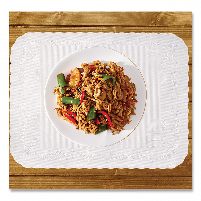 Scalloped Edge Traymat, Anniversary Embossed Surface, 19" x 14", White, 1,000/Carton (TC8704472)
