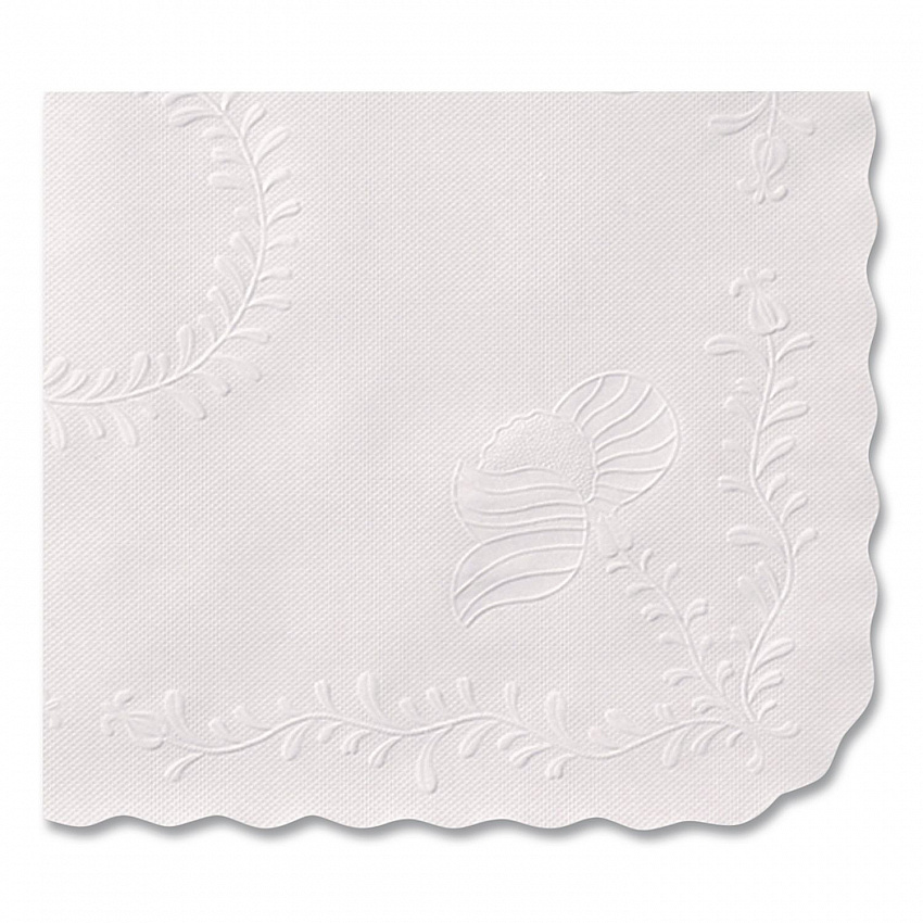 Scalloped Edge Traymat, Anniversary Embossed Surface, 19" x 14", White, 1,000/Carton (TC8704472)