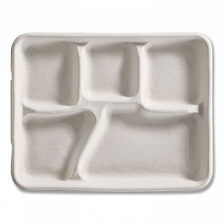 Savaday Molded Fiber Dinnerware, 5-Compartment Plate, Paper, 10.5