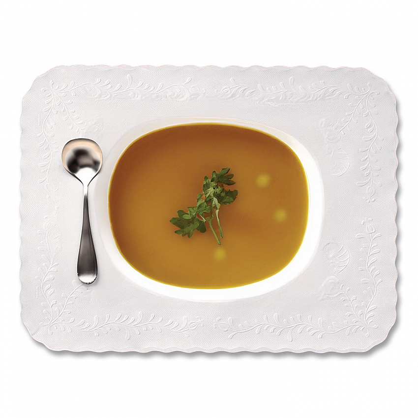 Scalloped Edge Traymat, Anniversary Embossed Surface, 19" x 14", White, 1,000/Carton (TC8704472)