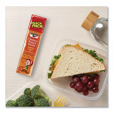 Sandwich Crackers, Cheese and Peanut Butter, 8-Piece Snack Pack, 12/Box (21165)