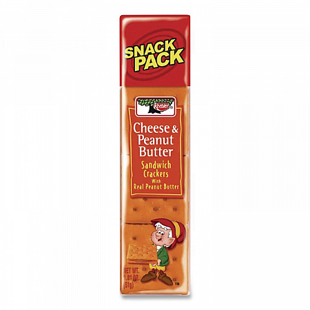 Sandwich Crackers, Cheese and Peanut Butter, 8-Piece Snack Pack, 12/Box (21165)
