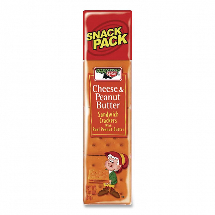 Sandwich Crackers, Cheese and Peanut Butter, 8-Piece Snack Pack, 12/Box (21165)