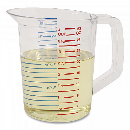 Bouncer Measuring Cup, 32 oz, Plastic, Clear (3216CLE)