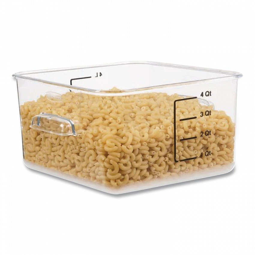 SpaceSaver Square Containers, 4 qt, 8.8 x 8.75 x 4.75, Clear, Plastic (6304CLE)