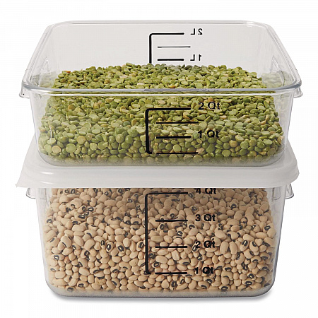 SpaceSaver Square Containers, 4 qt, 8.8 x 8.75 x 4.75, Clear, Plastic (6304CLE)