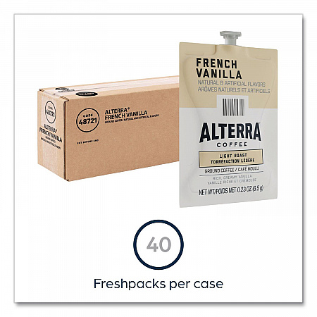 Alterra French Vanilla Coffee Freshpack, 40/Carton (48721)