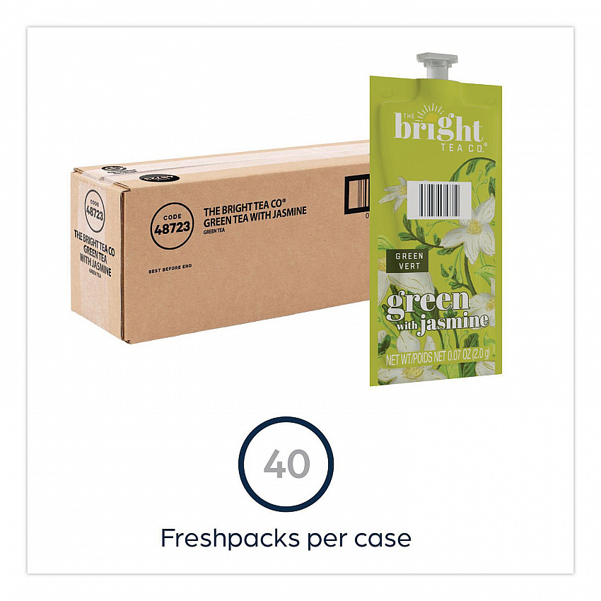The Bright Tea Co. Green with Jasmine Tea Freshpack, 40/Carton (48723)
