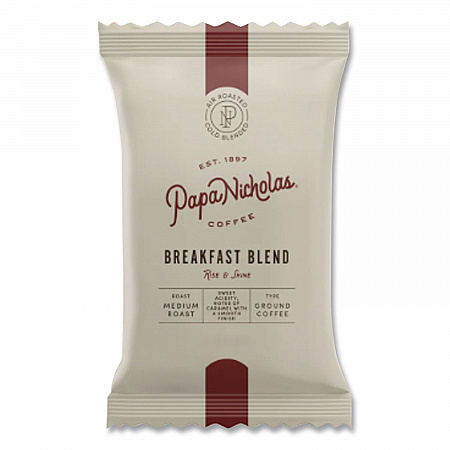 Premium Coffee, Breakfast Blend, Ground Portion Packs, 18/Carton (25184)