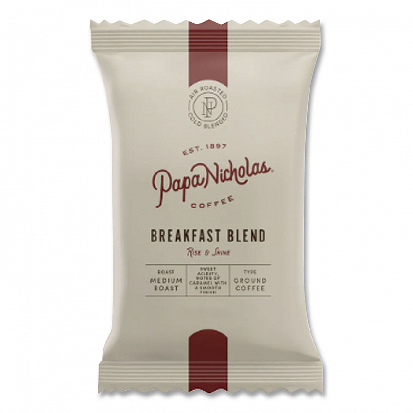 Premium Coffee, Breakfast Blend, Ground Portion Packs, 18/Carton (25184)