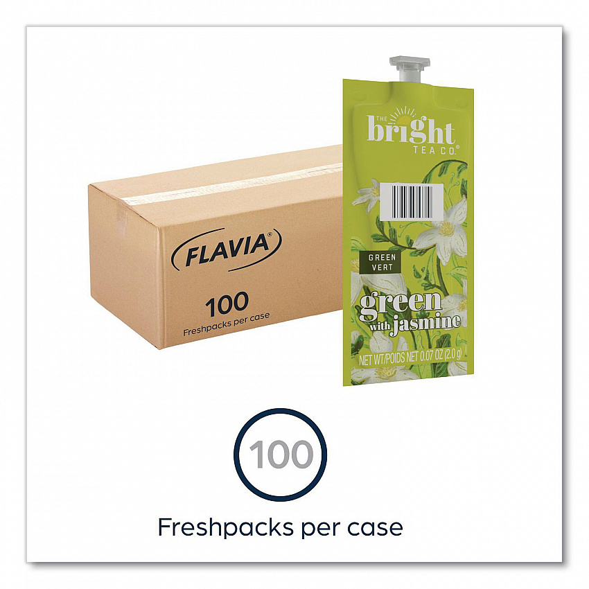 The Bright Tea Co. Green with Jasmine Tea Freshpack, 100/Carton (48023)