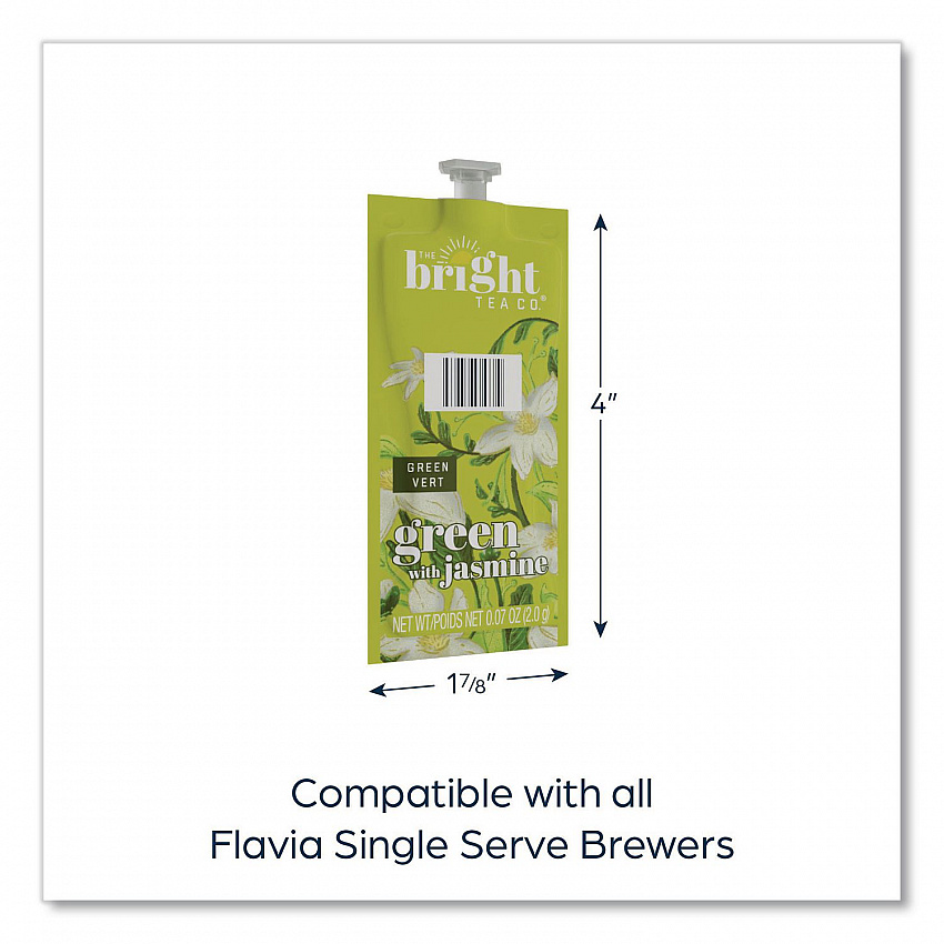 The Bright Tea Co. Green with Jasmine Tea Freshpack, 100/Carton (48023)