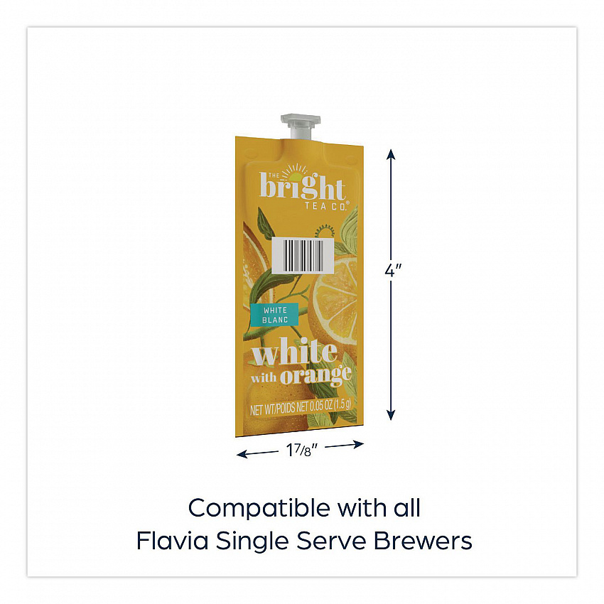 The Bright Tea Co. White with Orange Tea Freshpack, 100/Carton (48024)