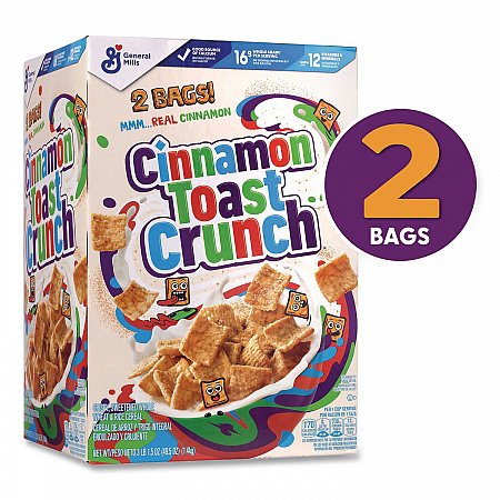 Cereal, Cinnamon, 2 Bags/Box, 49.5 oz Box (22002621)