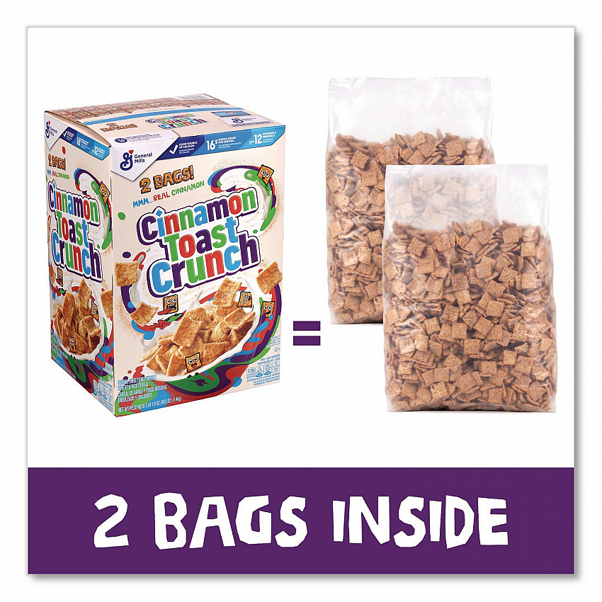 Cereal, Cinnamon, 2 Bags/Box, 49.5 oz Box (22002621)