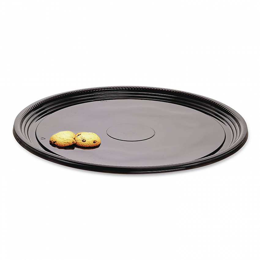 Caterline Casuals Thermoformed Platters, 16" Diameter, Black, Plastic, 25/Carton (A516PBL)