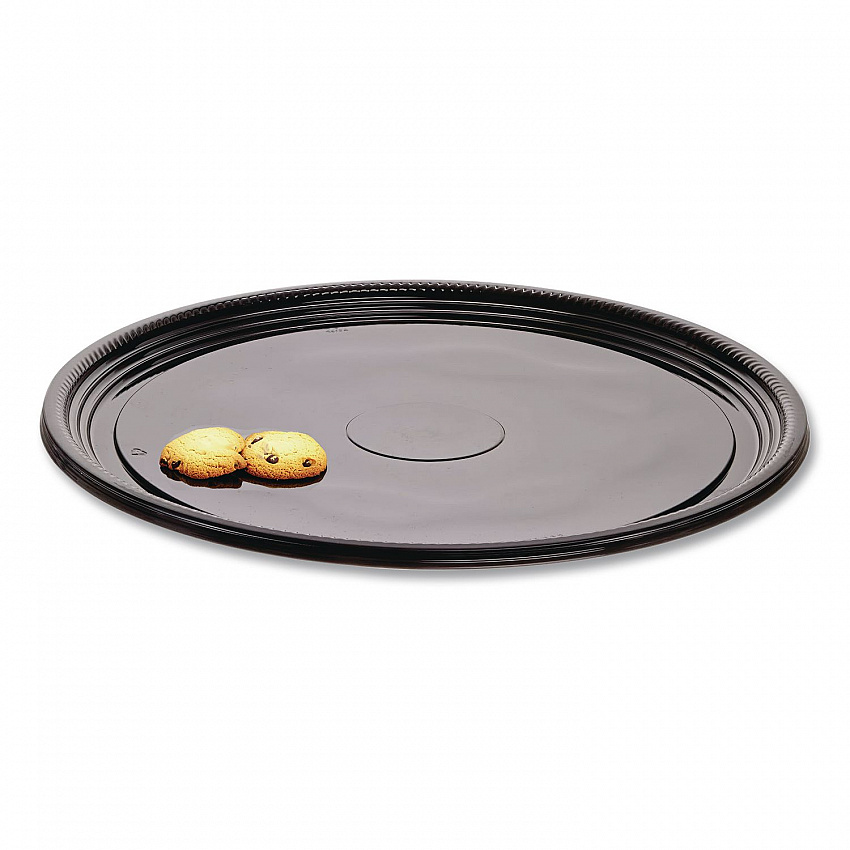 Caterline Casuals Thermoformed Platters, 12" Diameter, Black. Plastic, 25/Carton (A512PBL)