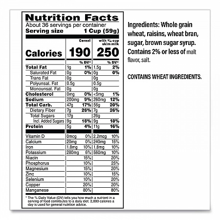 Raisin Bran Cereal, 2 Bags/Box, 76.5 oz Box (22002624)