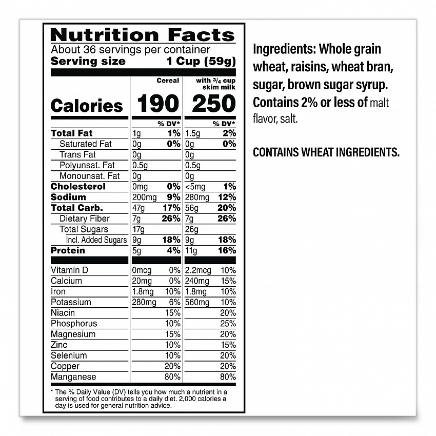 Raisin Bran Cereal, 2 Bags/Box, 76.5 oz Box (22002624)