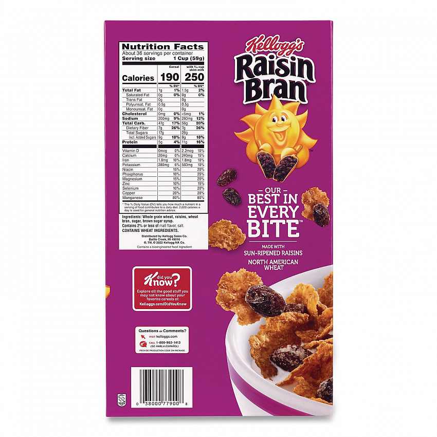 Raisin Bran Cereal, 2 Bags/Box, 76.5 oz Box (22002624)