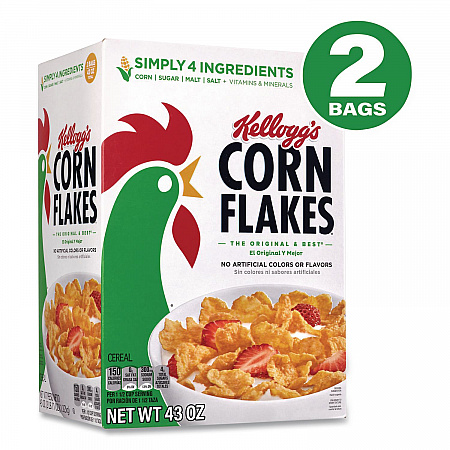 Corn Flakes Cereal,  2 Bags/Box,  43 oz Box (22002626)