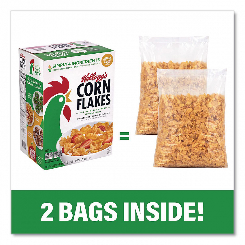 Corn Flakes Cereal,  2 Bags/Box,  43 oz Box (22002626)