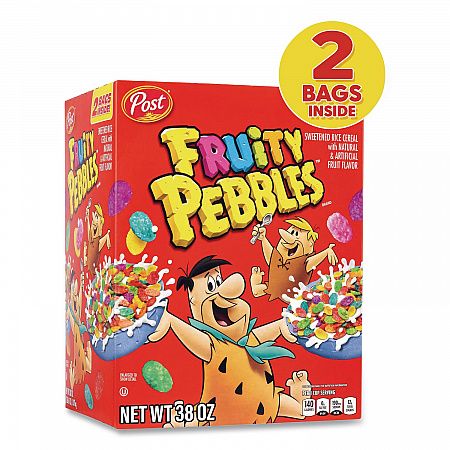 Fruity Pebbles Crispy Rice Cereal, 2 Bags/Box, 38 oz Box (22002627)