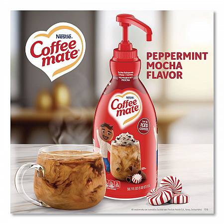 Liquid Creamer, Peppermint Mocha, 1.5 L Pump Bottle, 2/Carton (29600CT)