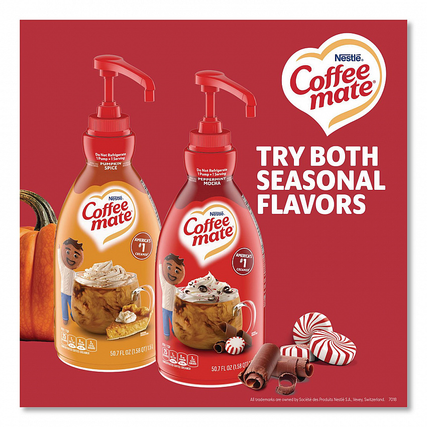 Liquid Creamer, Peppermint Mocha, 1.5 L Pump Bottle, 2/Carton (29600CT)